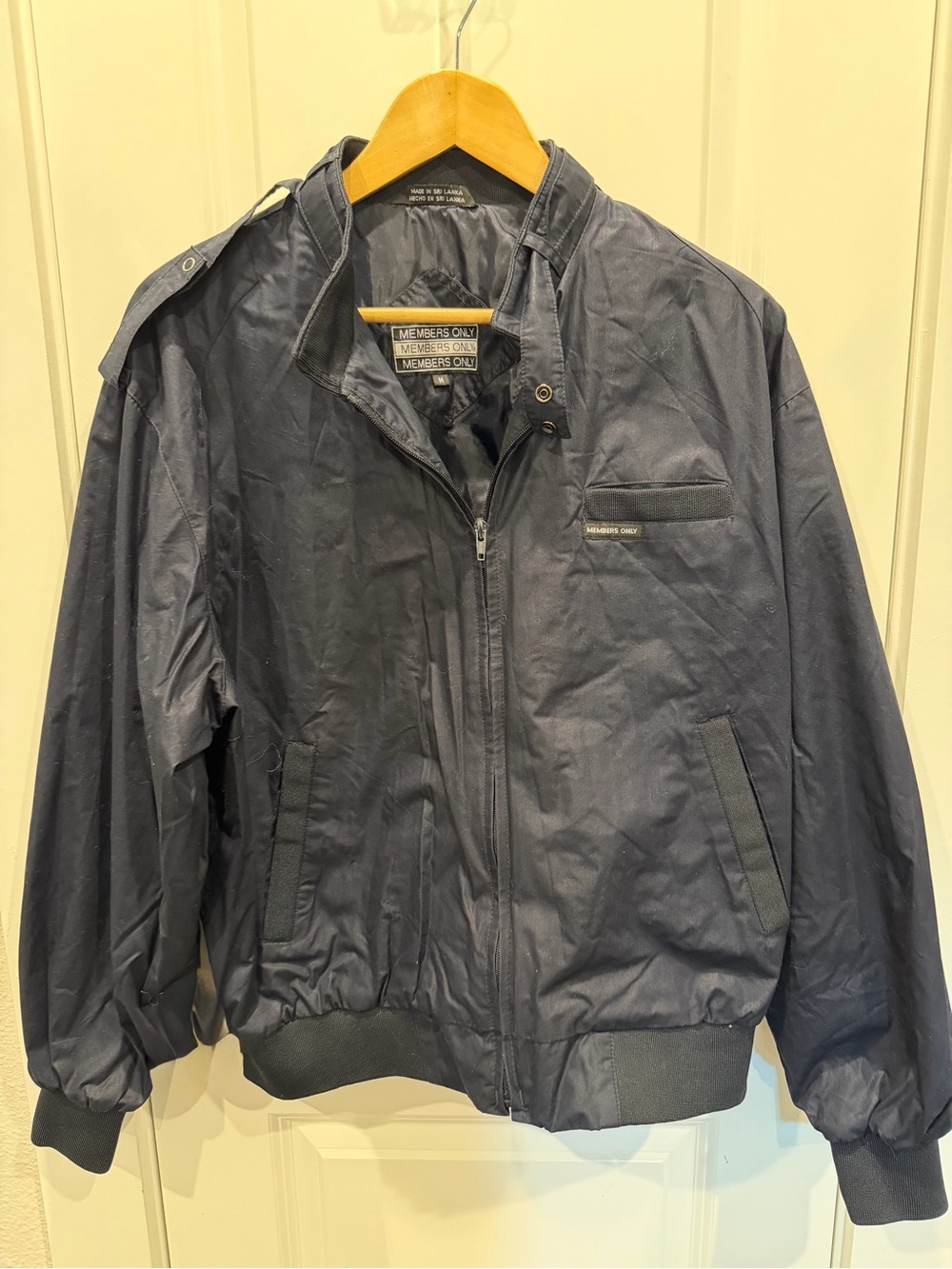 Members Only Navy Zip-Front Bomber Jacket